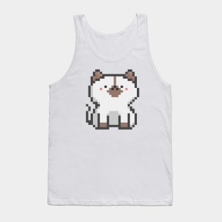 Pixel Quiet White Border Collie Head Brown Socks Cat 47 Tank Top